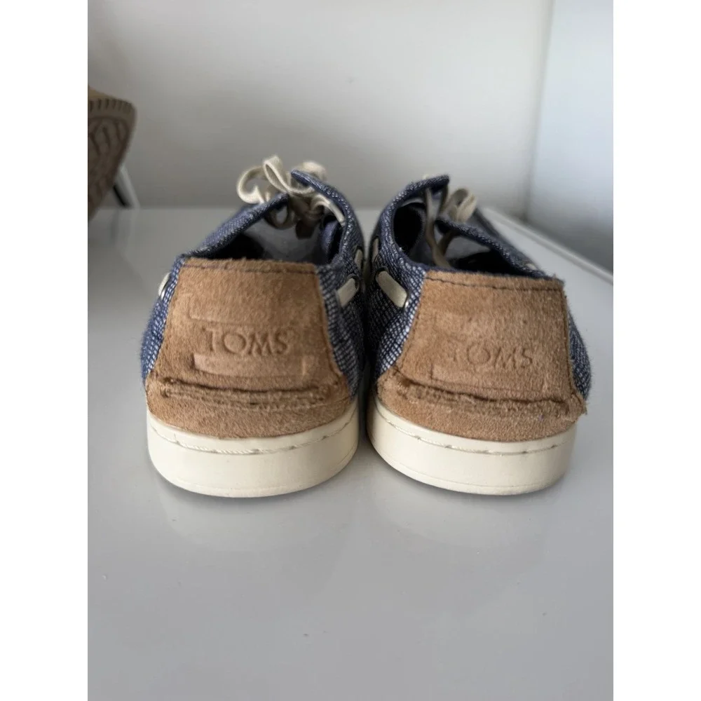 TOMS Men's Culver Navy Slub Chambray Casual Lace-Up Shoes Sz 7.5